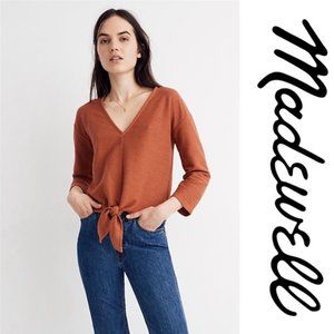 MADEWELL Texture & Thread Orange 3/4-Sleeve Tie-Front Top, Size S